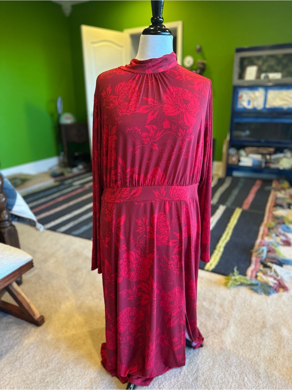 Lane Bryant NWT Plus Size Red Floral Maxi Dress